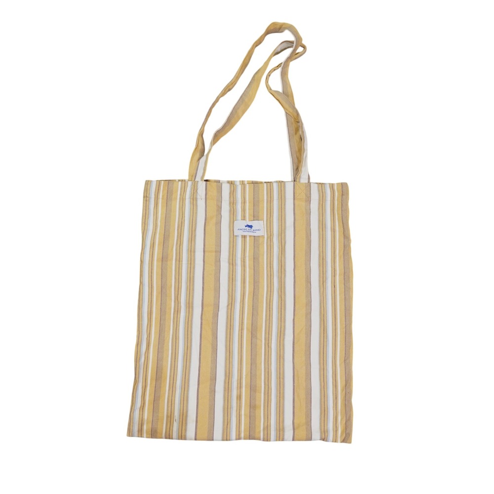 American Rhino Tote Bag Unisex OS Yellow Striped Canvas Utility Carryall